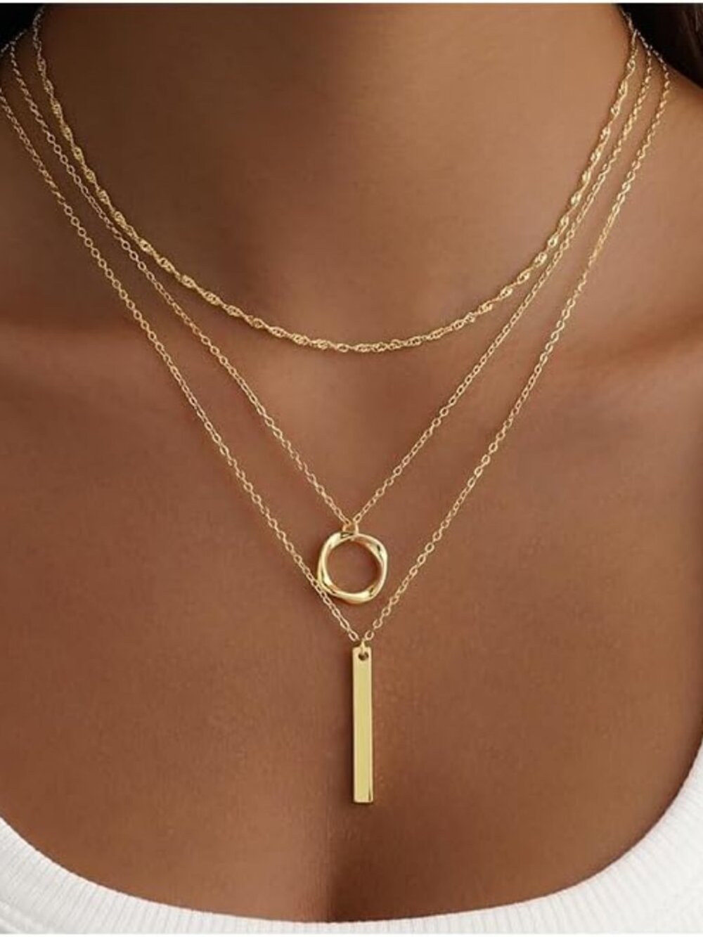 Layered Gold Necklace for Women, 14K Gold Plated Necklace Stack Set, Dainty Pend